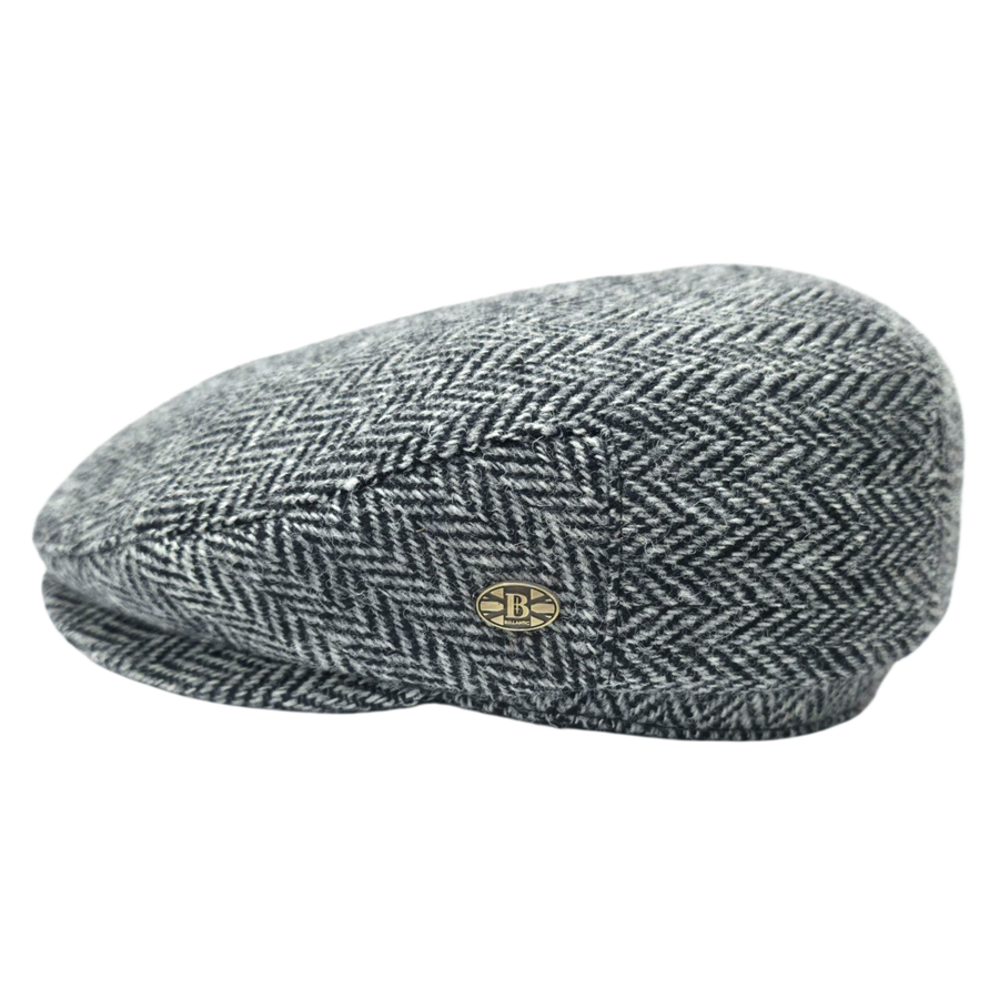 Harris Tweed Herringbone Flat Cap – Grey