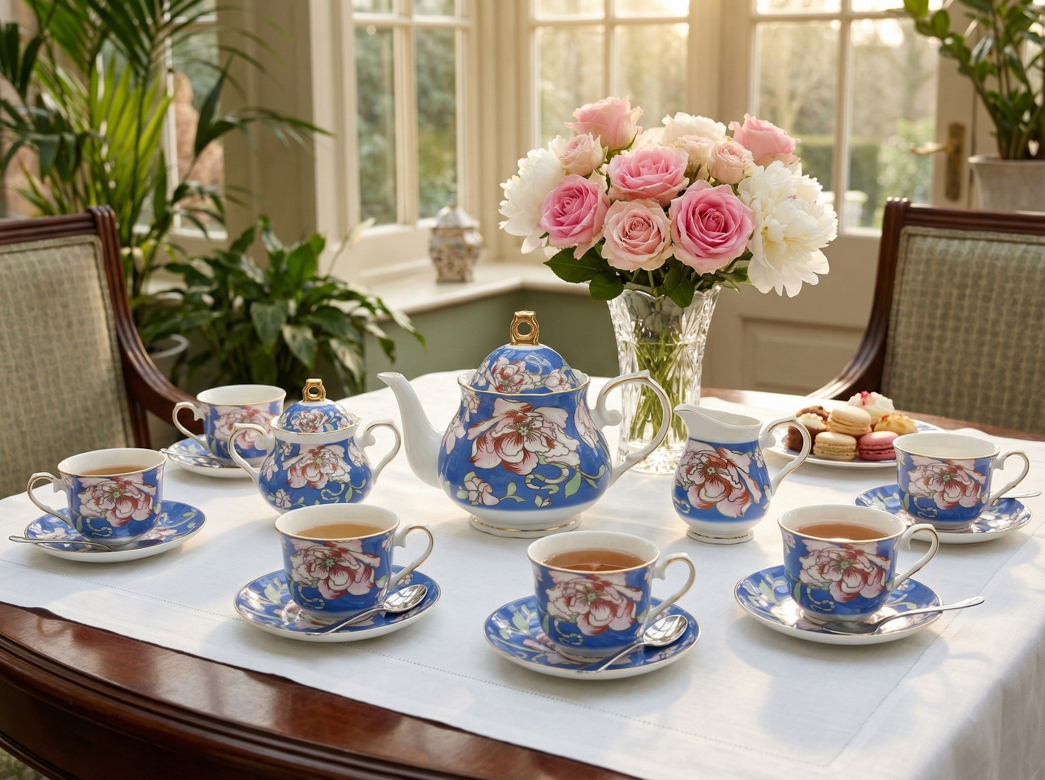 Rosewood Garden Tea Set - Service for 6 (15 Pieces)