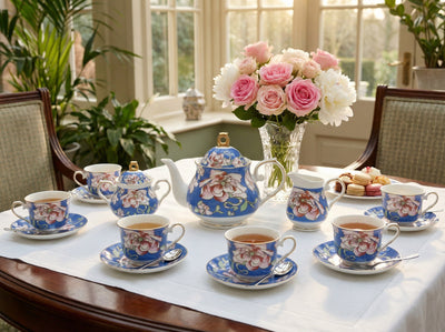 Rosewood Garden Tea Set - Service for 6 (15 Pieces)