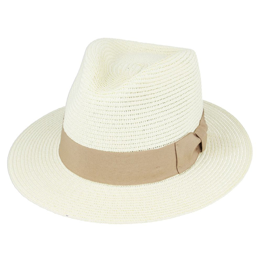 Straw Fedora Hat With Band