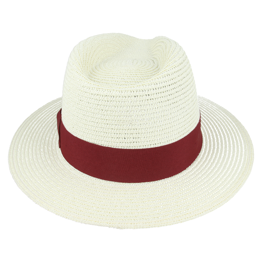 Straw Fedora Hat With Band