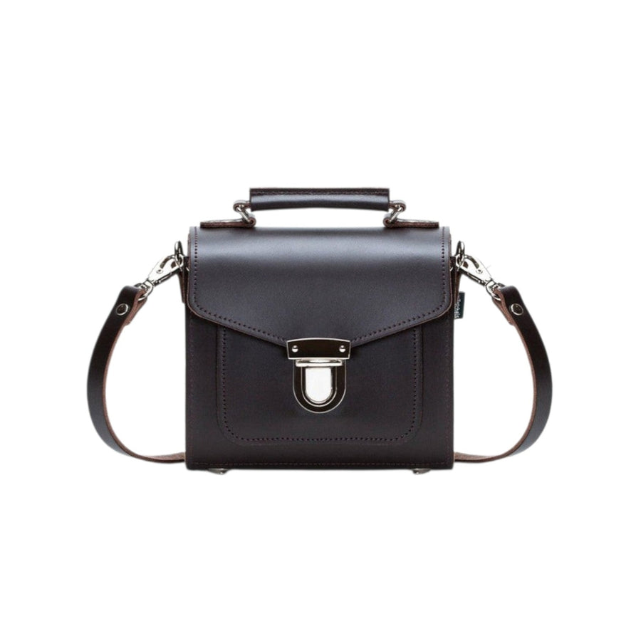 Handmade Leather Sugarcube Handbag - Dark Brown