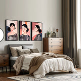 Trendy Wall Art For Bedroom | Set of 3 Bohemian Women Prints