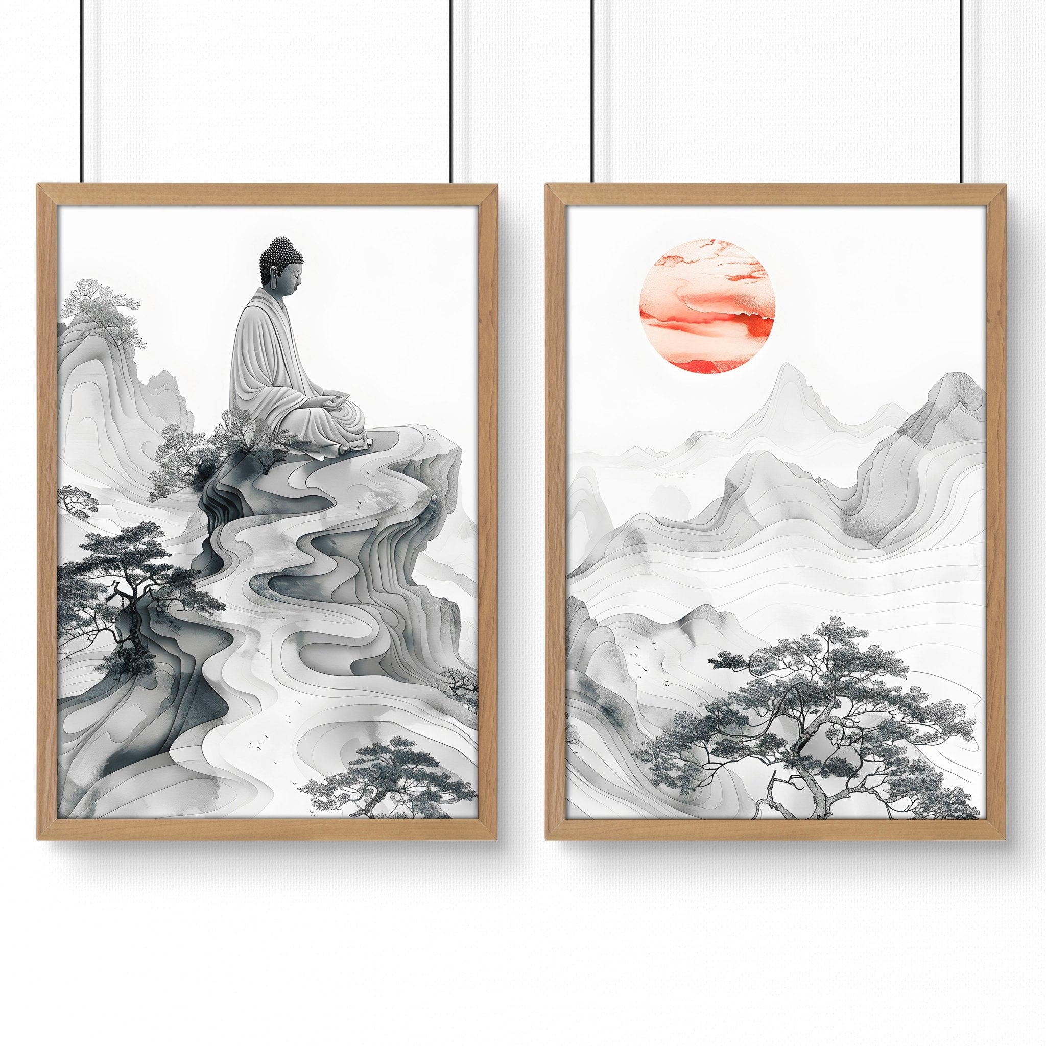 Wall Art Paint | Set of 2 Asian Inspired Wall art Prints
