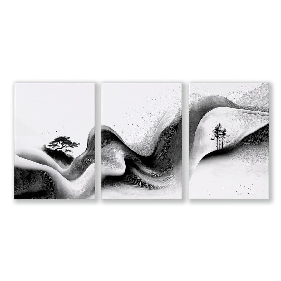 Wall Canvas Art | Set of 3 Asian Inspired Wall art Prints