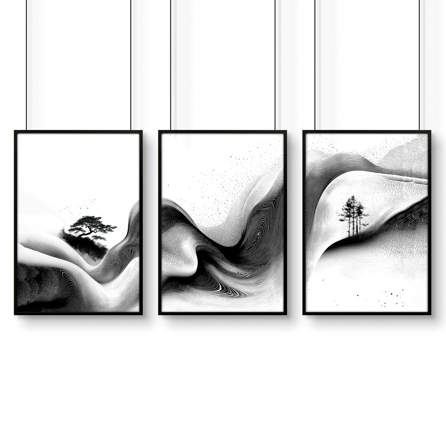 Wall Canvas Art | Set of 3 Asian Inspired Wall art Prints