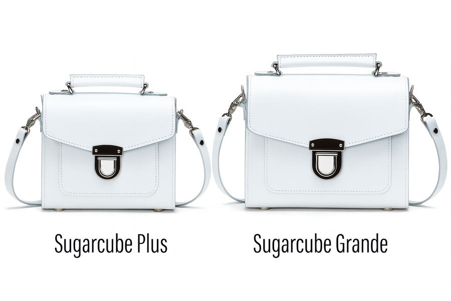 Handmade Leather Sugarcube Handbag - White