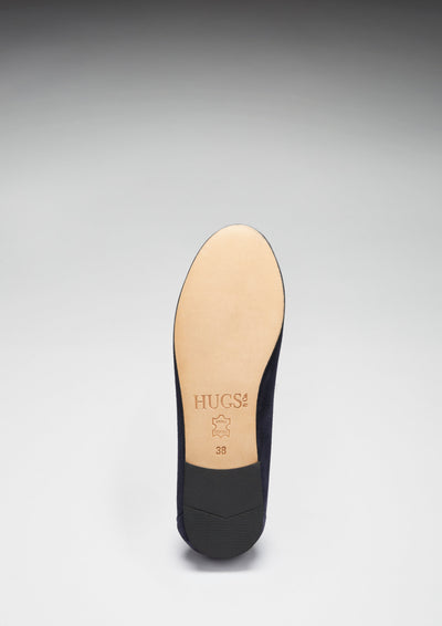 Women's Penny Loafers Leather Sole, navy blue suede