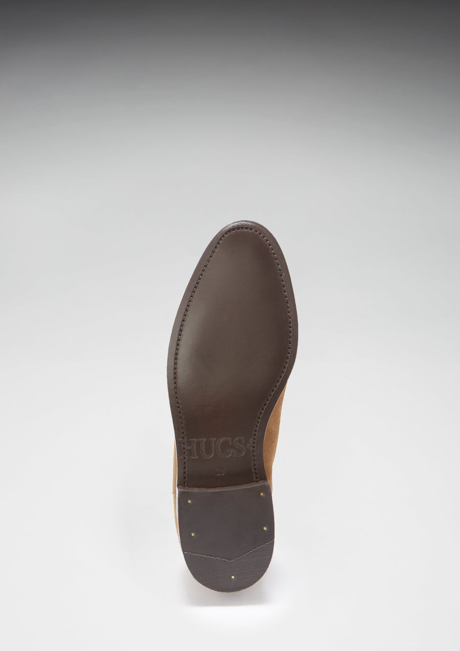 Women's Tobacco Suede Chelsea Boots, Welted Leather Sole